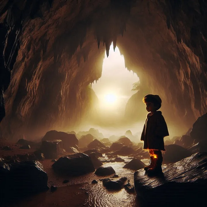 Local de RPG Menino na caverna